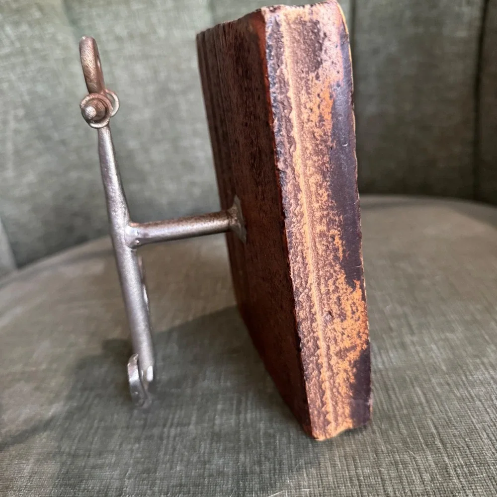 Nautical Anchor Wall Decor Silver Brown Wood Block Coastal Towel Hook Beachhouse